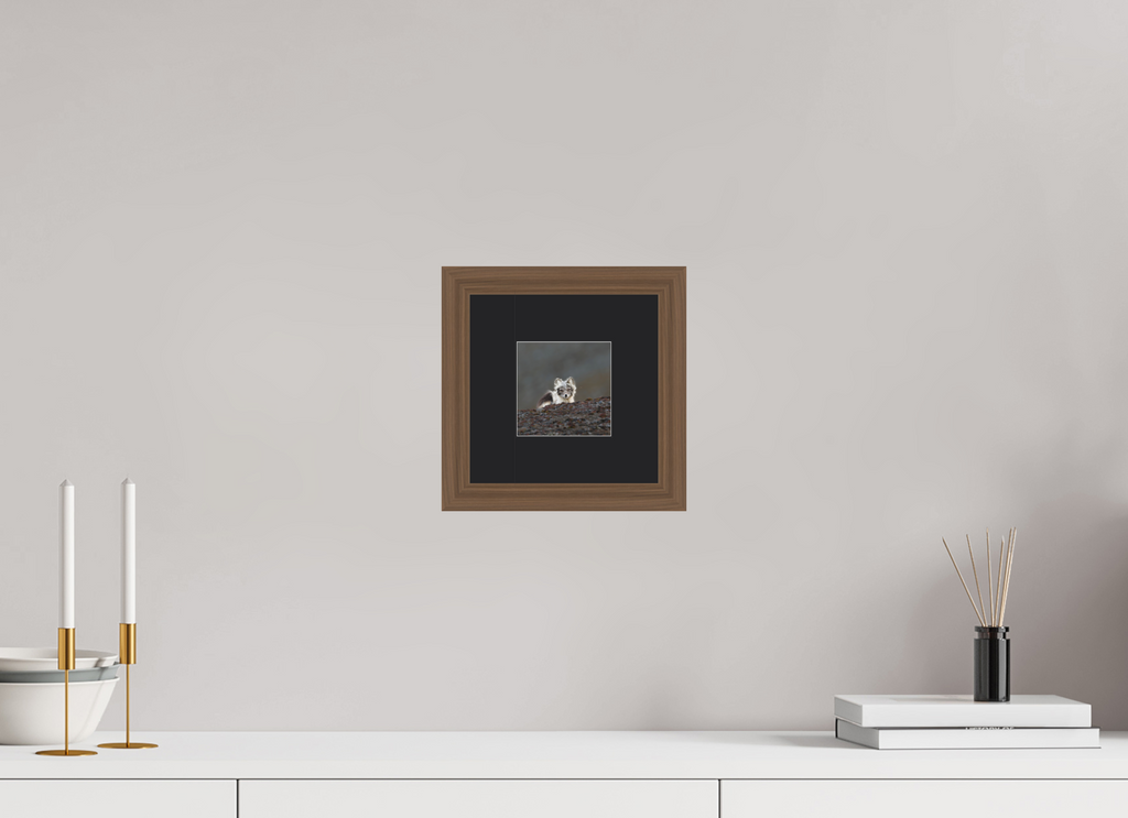 10 x 10 cm, Solid Wood Frame Vienna Passe-partout Walnut Arctiv Fox Scout -Solid Frame With Passe-Partout