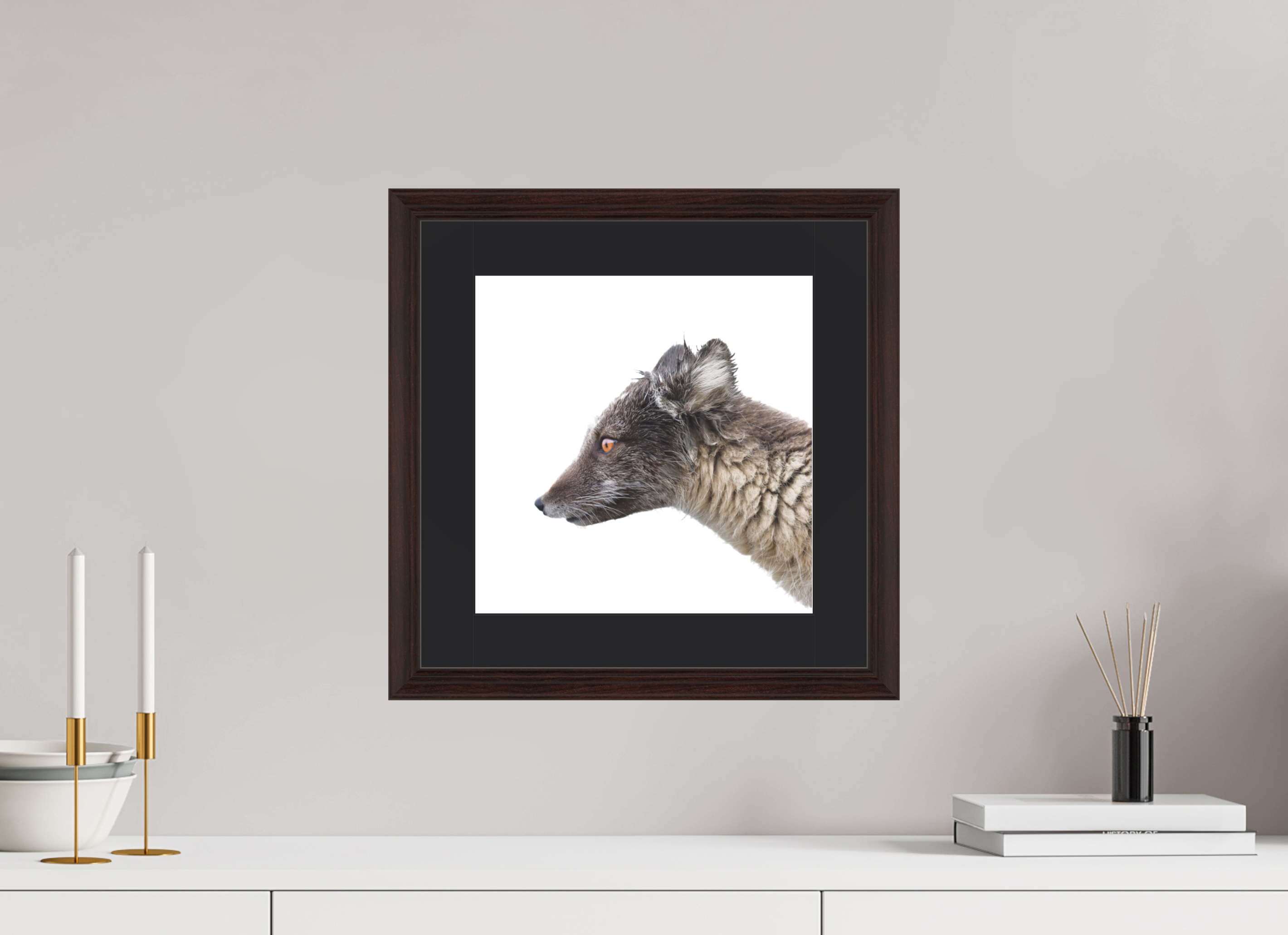 30 x 30 cm, Solid Wood Frame Vienna Passe-partout Alder Brown Arctiv Fox Brown -Solid Frame With Passe-Partout