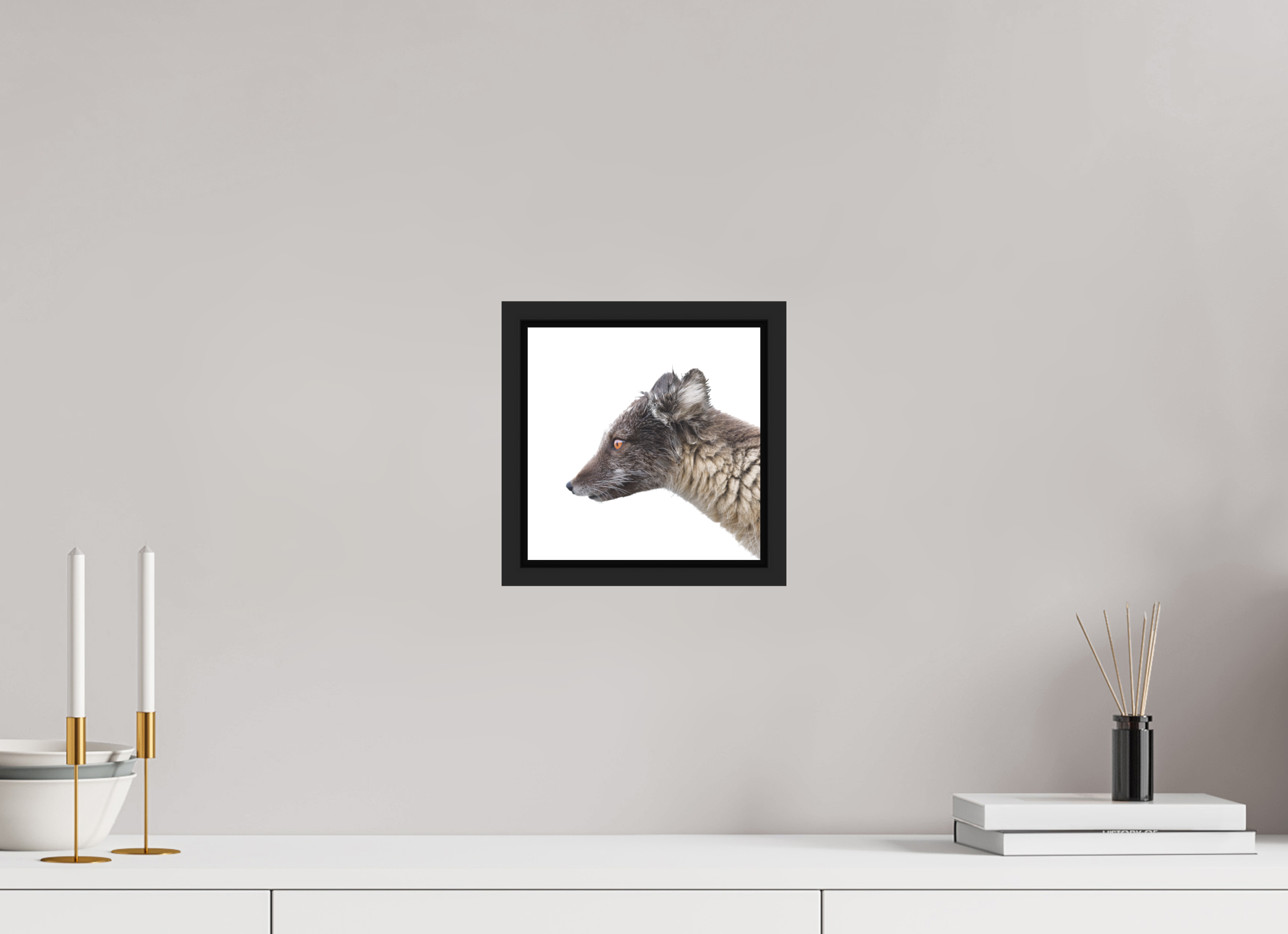 20 x 20 cm, Floater Frame Matte Black Matte Acrylic Glass Arctic Fox Brown - Floater Frame Matte