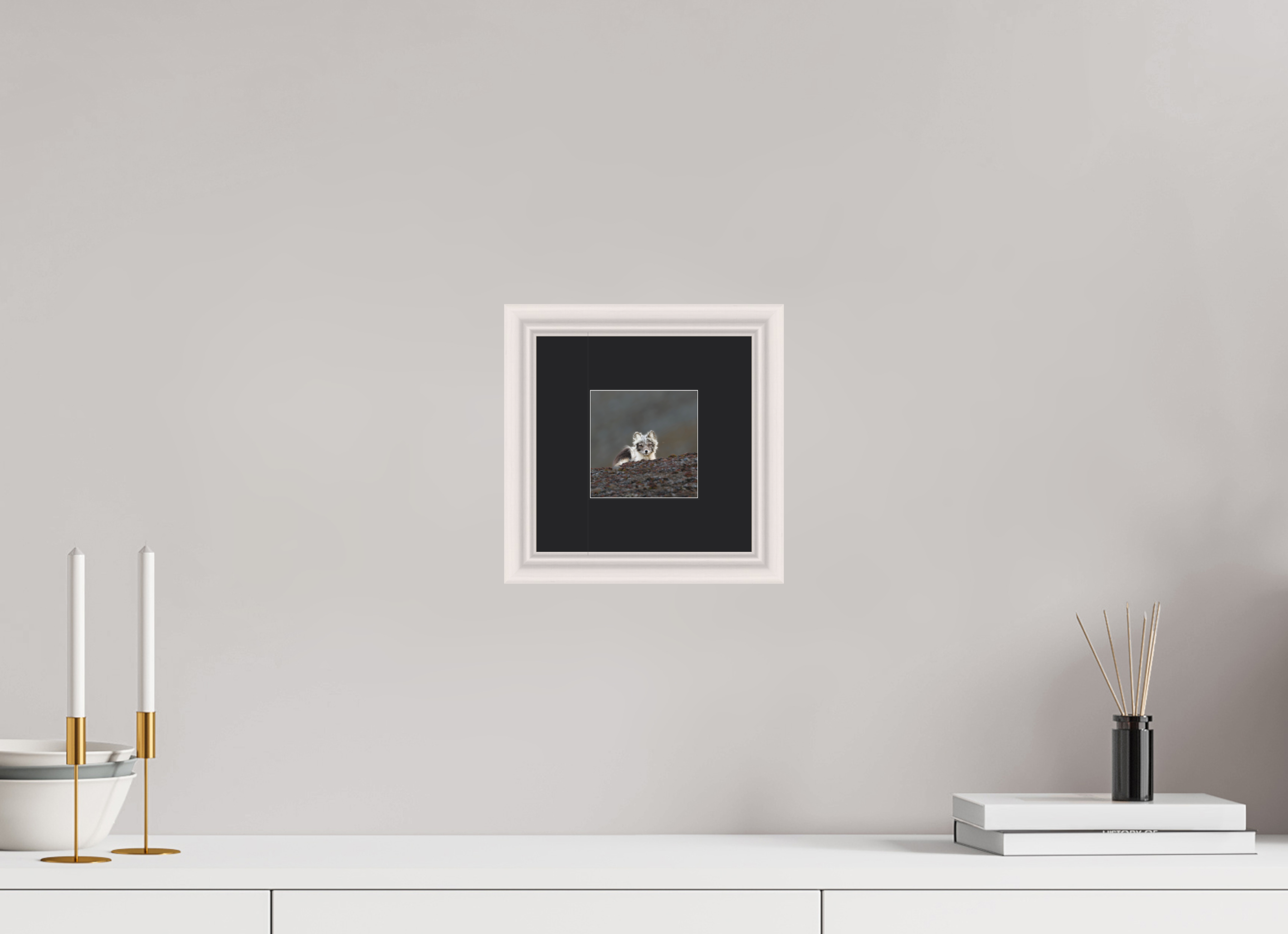 10 x 10 cm, Solid Wood Frame Vienna Passe-partout Maple White Arctiv Fox Scout -Solid Frame With Passe-Partout