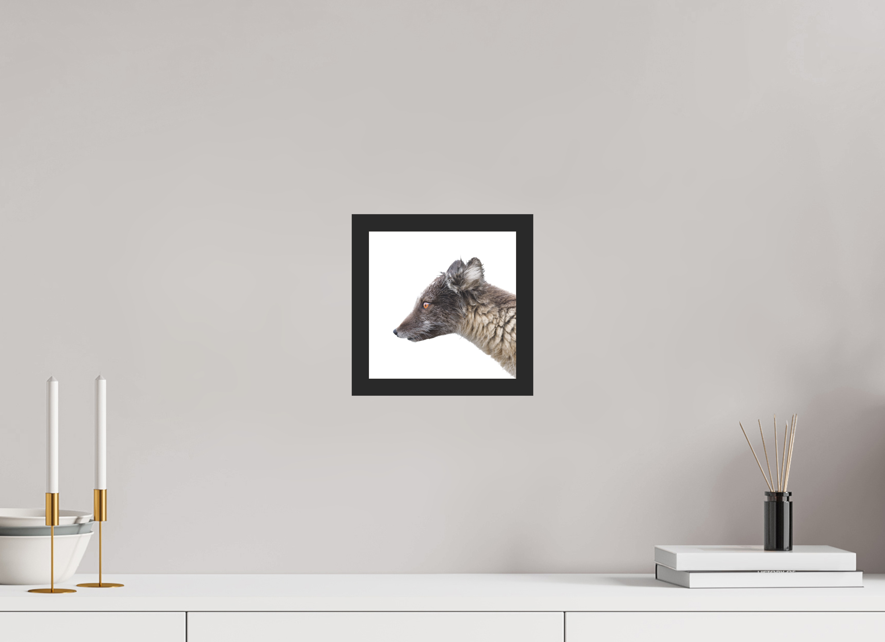 20 x 20 cm, Gallery Frame Hamburg 20mm Matte Black Matte Acrylic Arctic Fox Brown - In Solid 20 mm Wood Frame Hamburg Matte