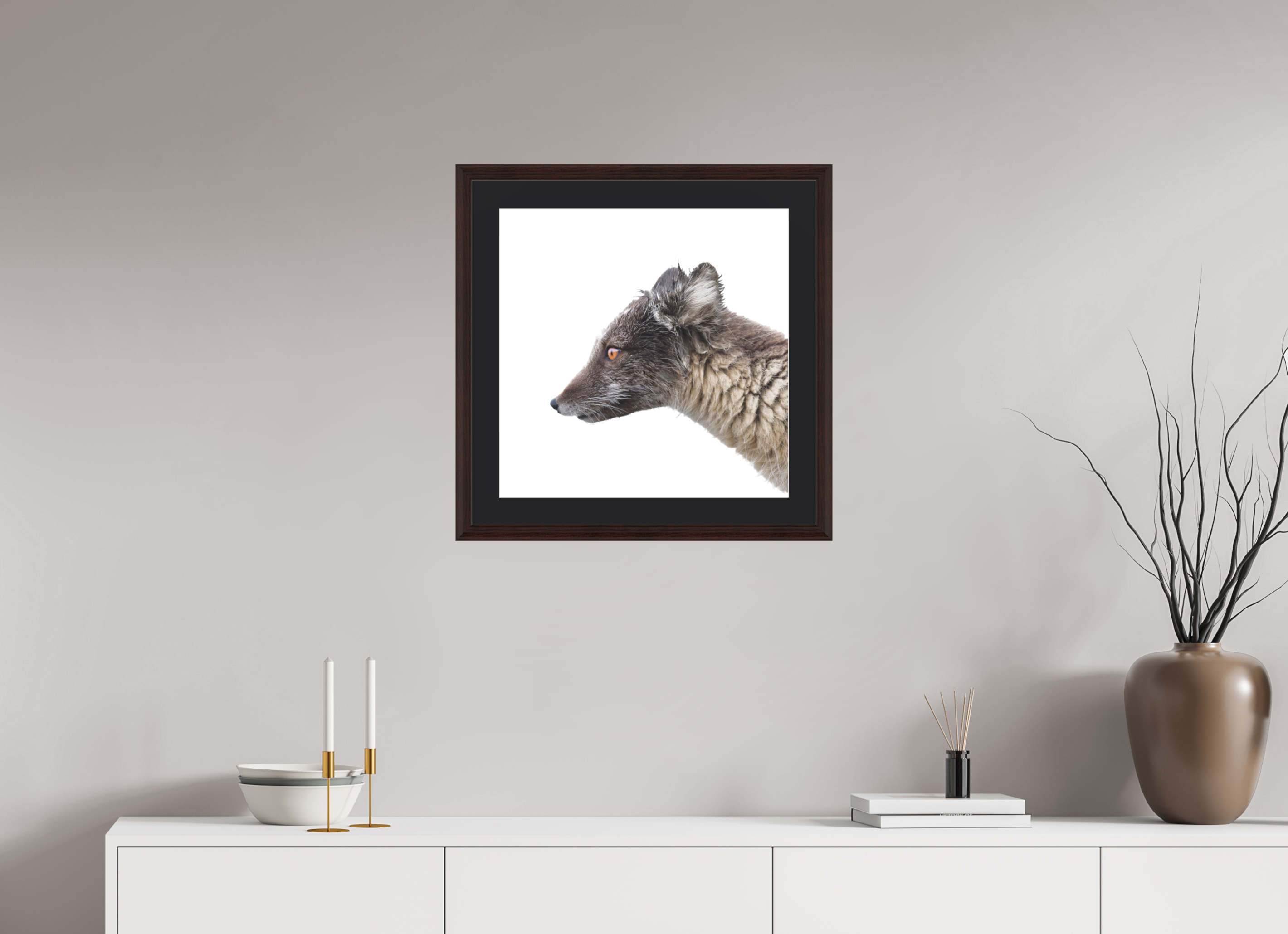 50 x 50 cm, Solid Wood Frame Vienna Passe-partout Alder Brown Arctiv Fox Brown -Solid Frame With Passe-Partout