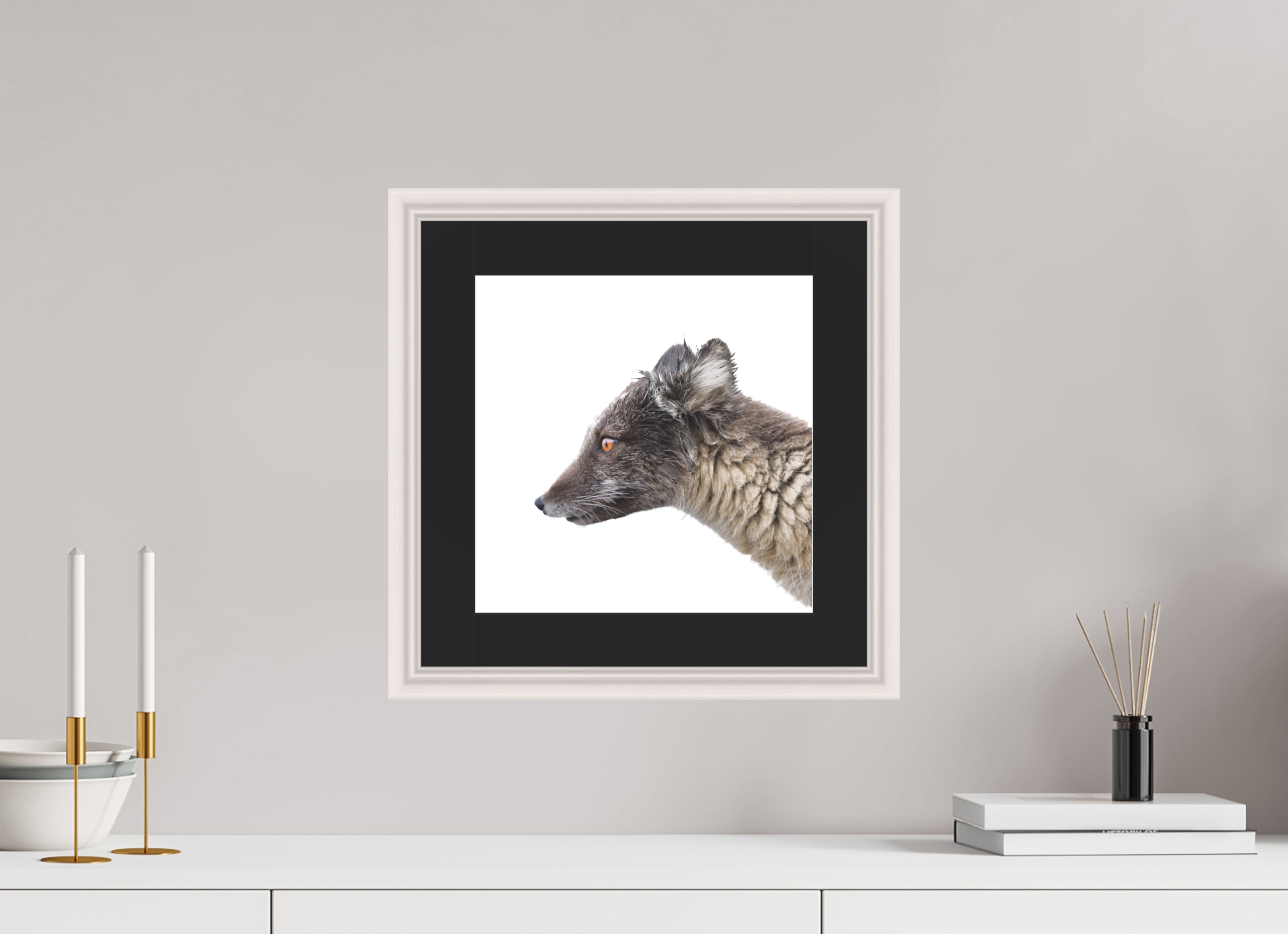30 x 30 cm, Solid Wood Frame Vienna Passe-partout Maple White Arctiv Fox Brown -Solid Frame With Passe-Partout