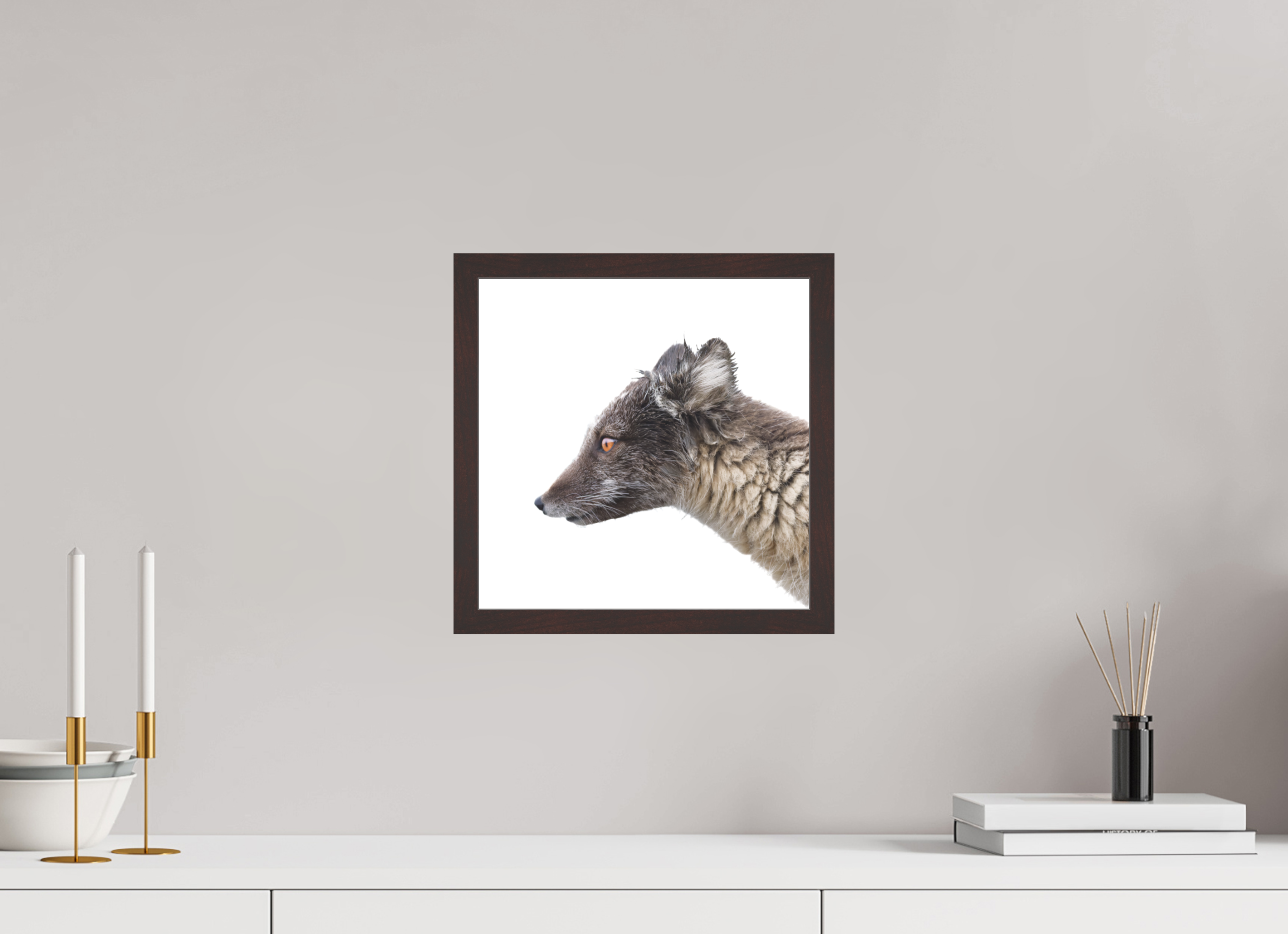 30 x 30 cm, Gallery Frame Hamburg 20mm Alder Brown Matte Acrylic Arctic Fox Brown - In Solid 20 mm Wood Frame Hamburg Matte