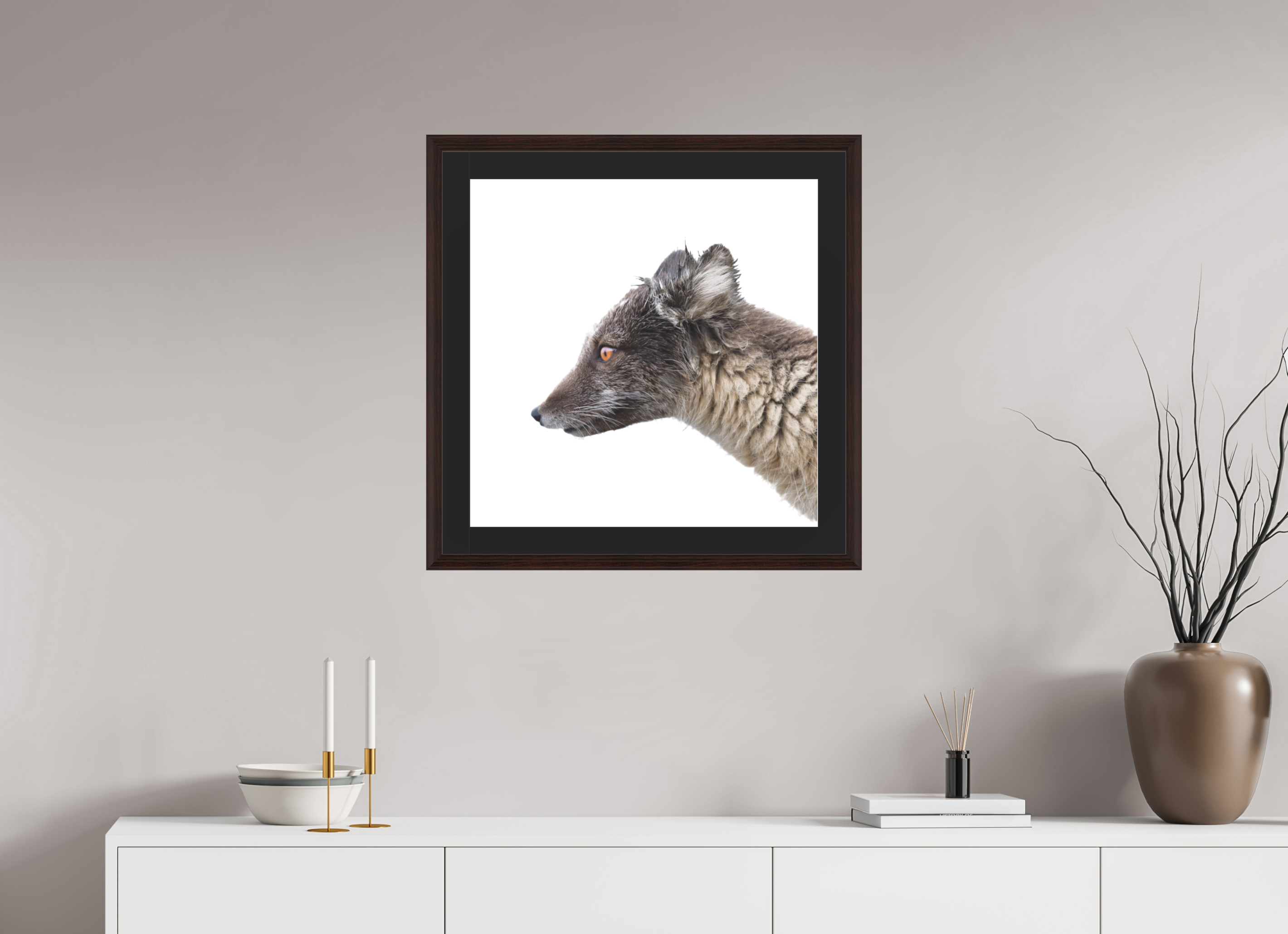 60 x 60 cm, Solid Wood Frame Vienna Passe-partout Alder Brown Arctiv Fox Brown -Solid Frame With Passe-Partout