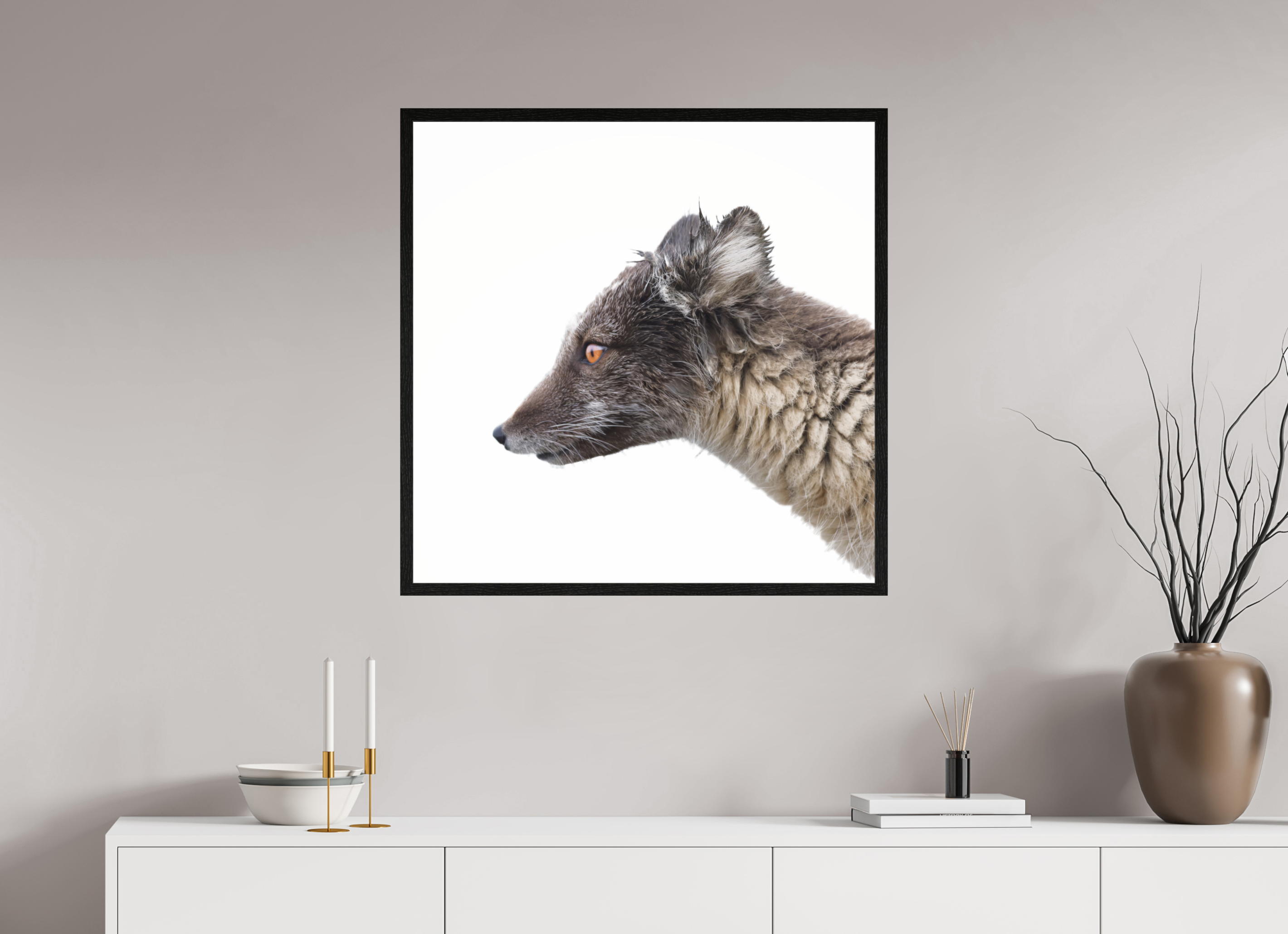 80 x 80 cm, Gallery Frame Hamburg 20mm Black Oak Arctic Fox Brown - In Solid 20 mm Wood Frame Hamburg Glossy