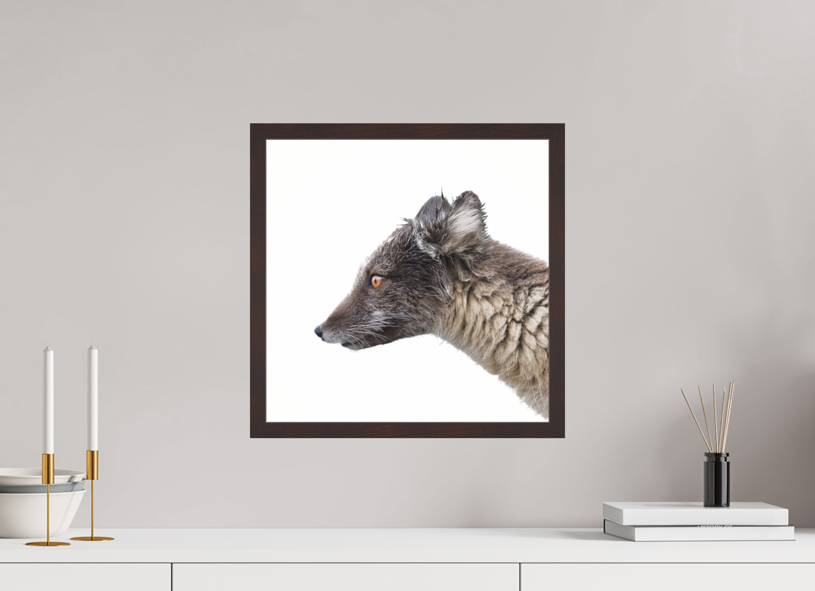 40 x 40 cm, Gallery Frame Hamburg 20mm Alder Brown Glossy Acrylic Arctic Fox Brown - In Solid 20 mm Wood Frame Hamburg Glossy