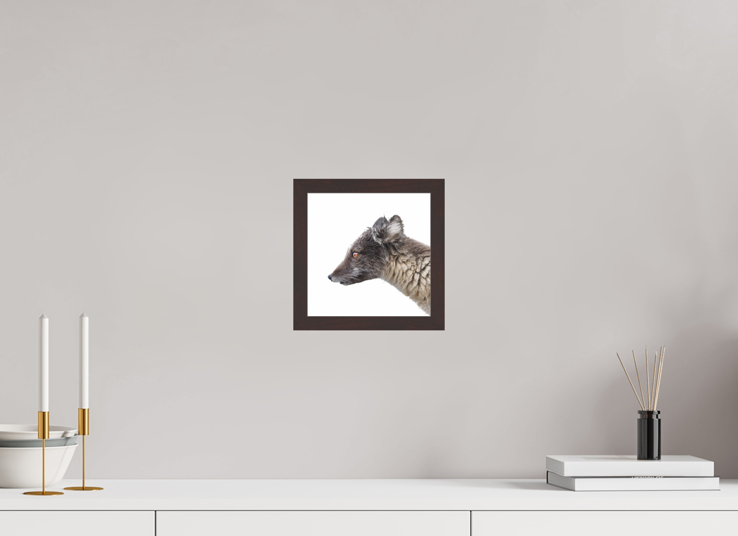 20 x 20 cm, Gallery Frame Hamburg 20mm Alder Brown Glossy Acrylic Arctic Fox Brown - In Solid 20 mm Wood Frame Hamburg Glossy