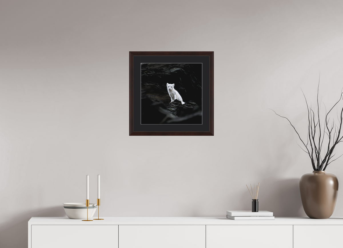 40 x 40 cm, Solid Wood Frame Vienna Passe-partout Alder Brown Arctiv Fox Angel -Solid Frame With Passe-Partout