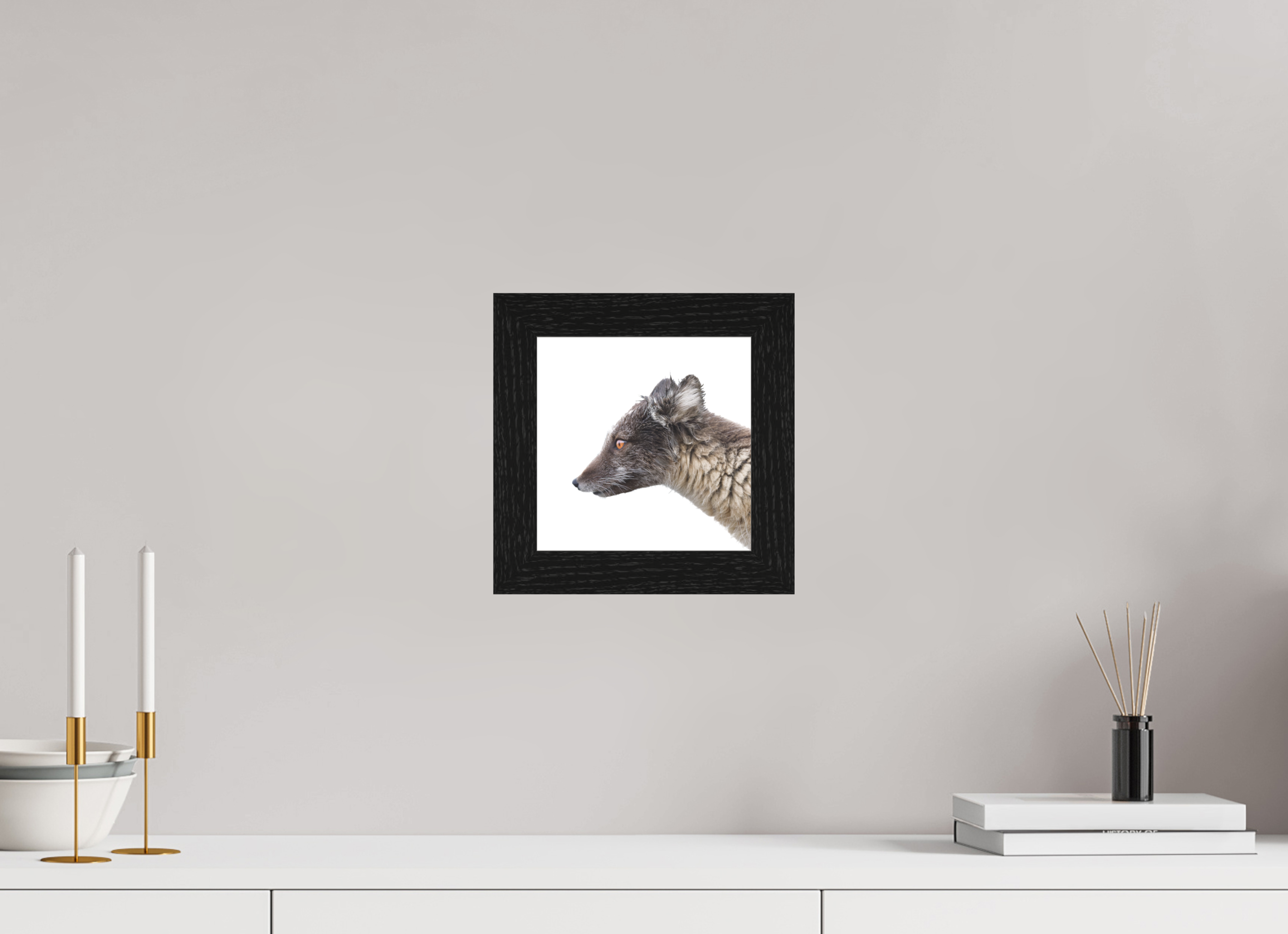 20 x 20 cm, Gallery Frame Hamburg 40mm Black Oak Matte Acrylic Arctic Fox Brown - In Solid 40 mm Wood Frame Hamburg Matte