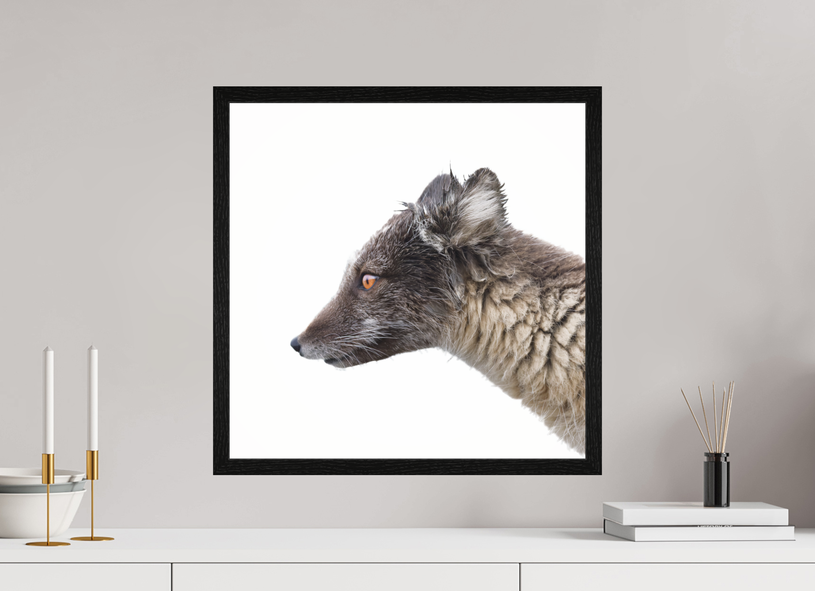 50 x 50 cm, Gallery Frame Hamburg 20mm Black Oak Arctic Fox Brown - In Solid 20 mm Wood Frame Hamburg Glossy