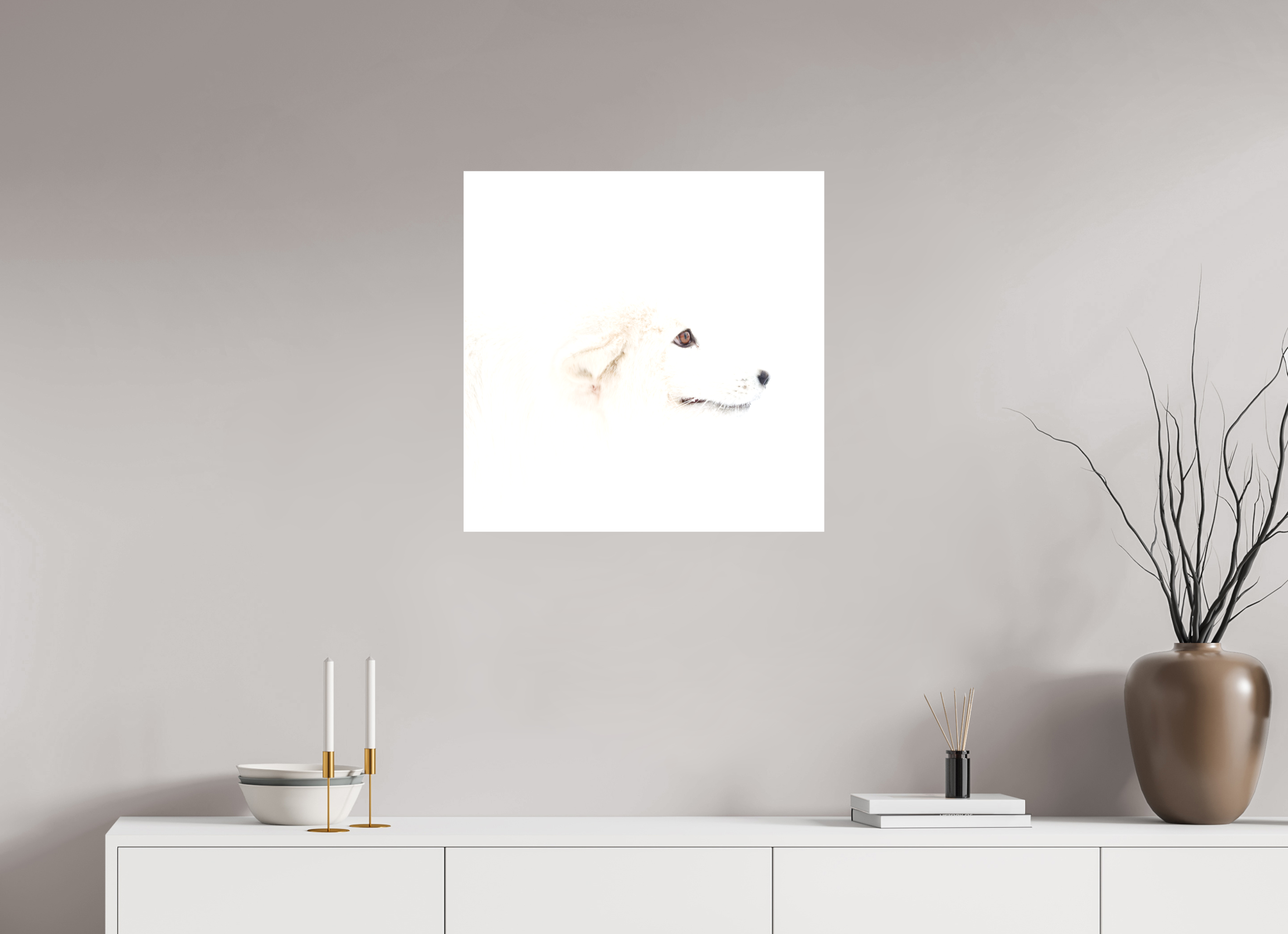 60 x 60 cm, Matte Canvas Fox Head - Strecher Frame