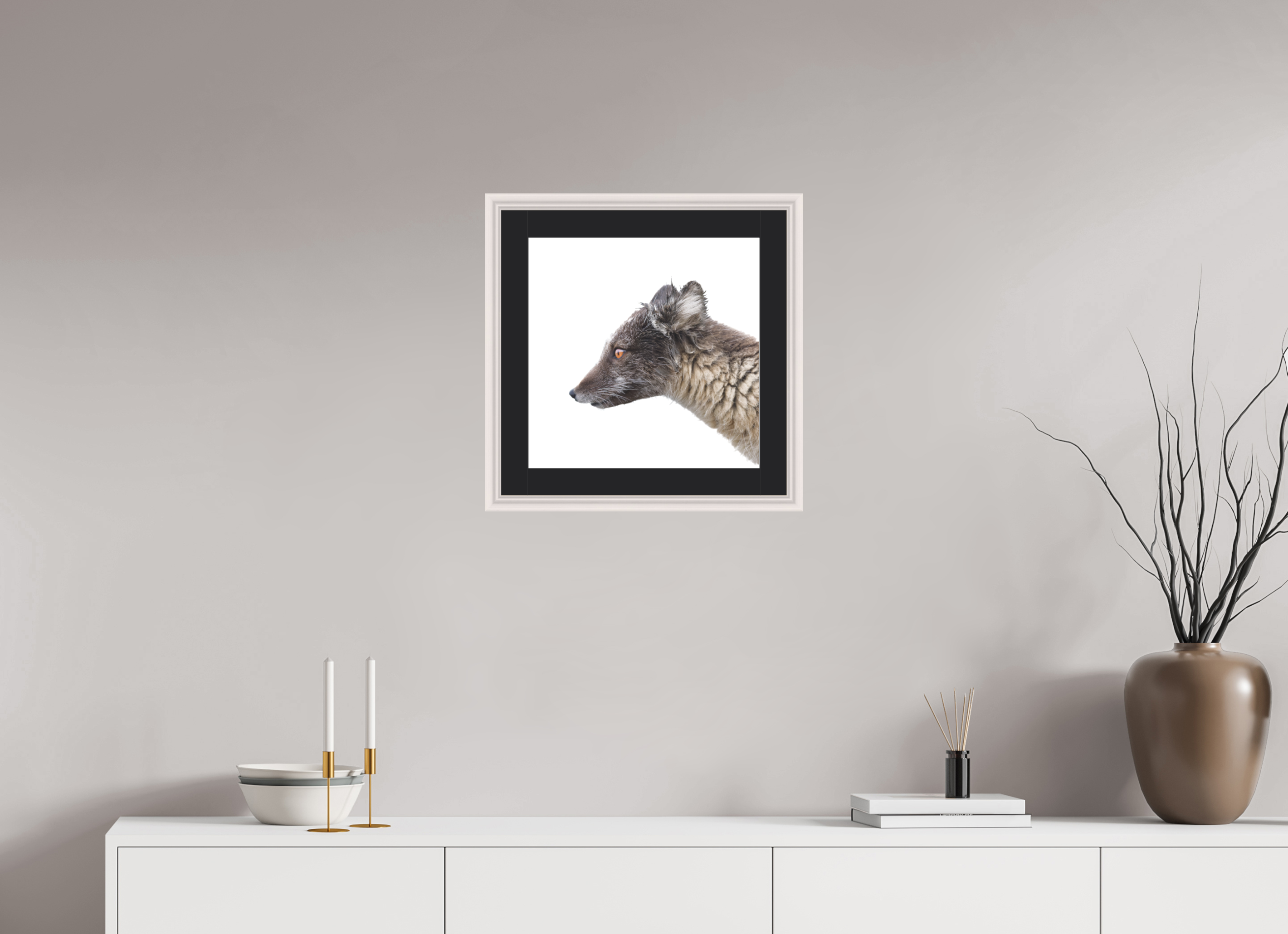 40 x 40 cm, Solid Wood Frame Vienna Passe-partout Maple White Arctiv Fox Brown -Solid Frame With Passe-Partout