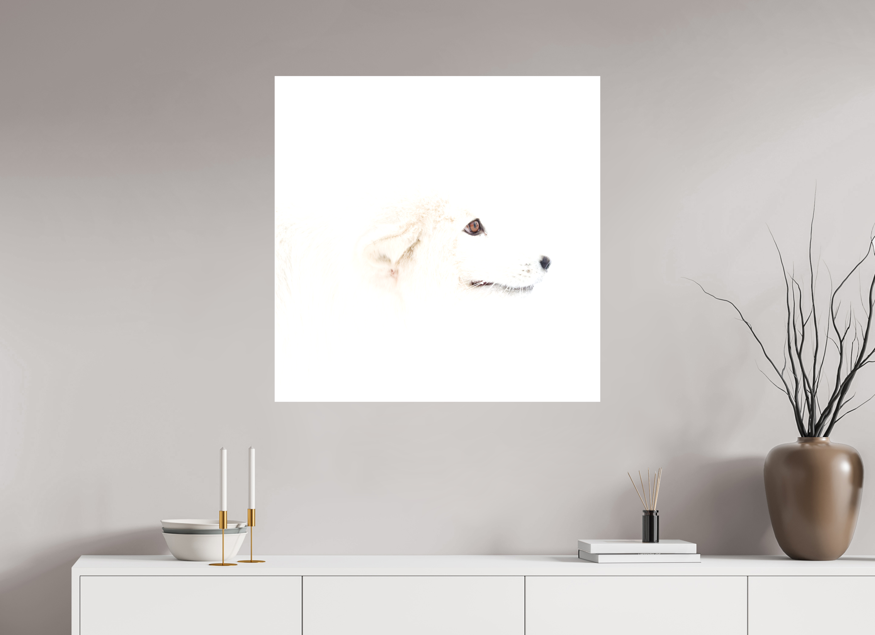 80 x 80 cm, Matte Canvas Fox Head - Strecher Frame