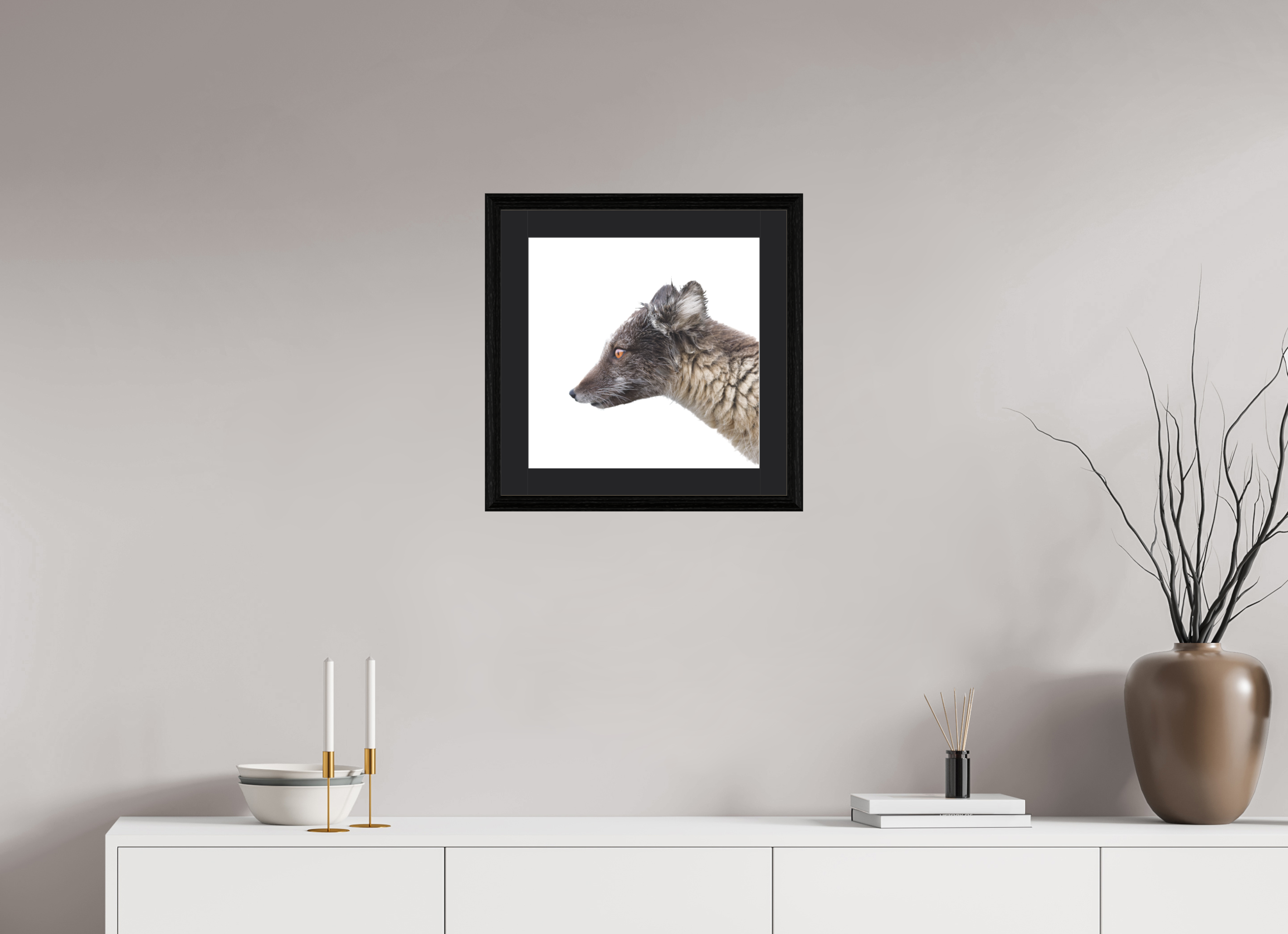 40 x 40 cm, Solid Wood Frame Vienna Passe-partout Black Oak Arctiv Fox Brown -Solid Frame With Passe-Partout