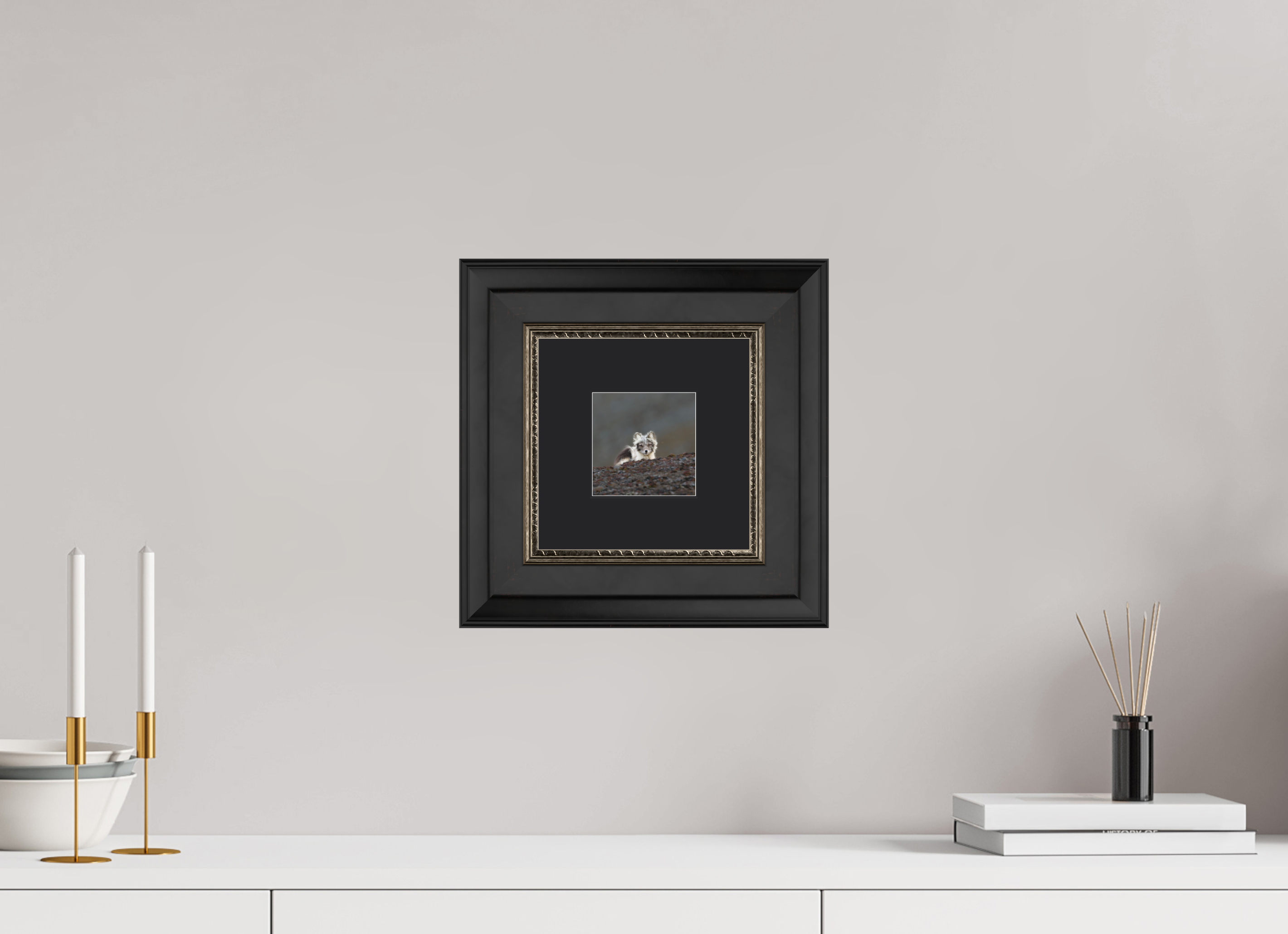 10 x 10 cm, Solid Wood Frame London Passe-partout Silver Arctiv Fox Scout -Solid Frame With Passe-Partout