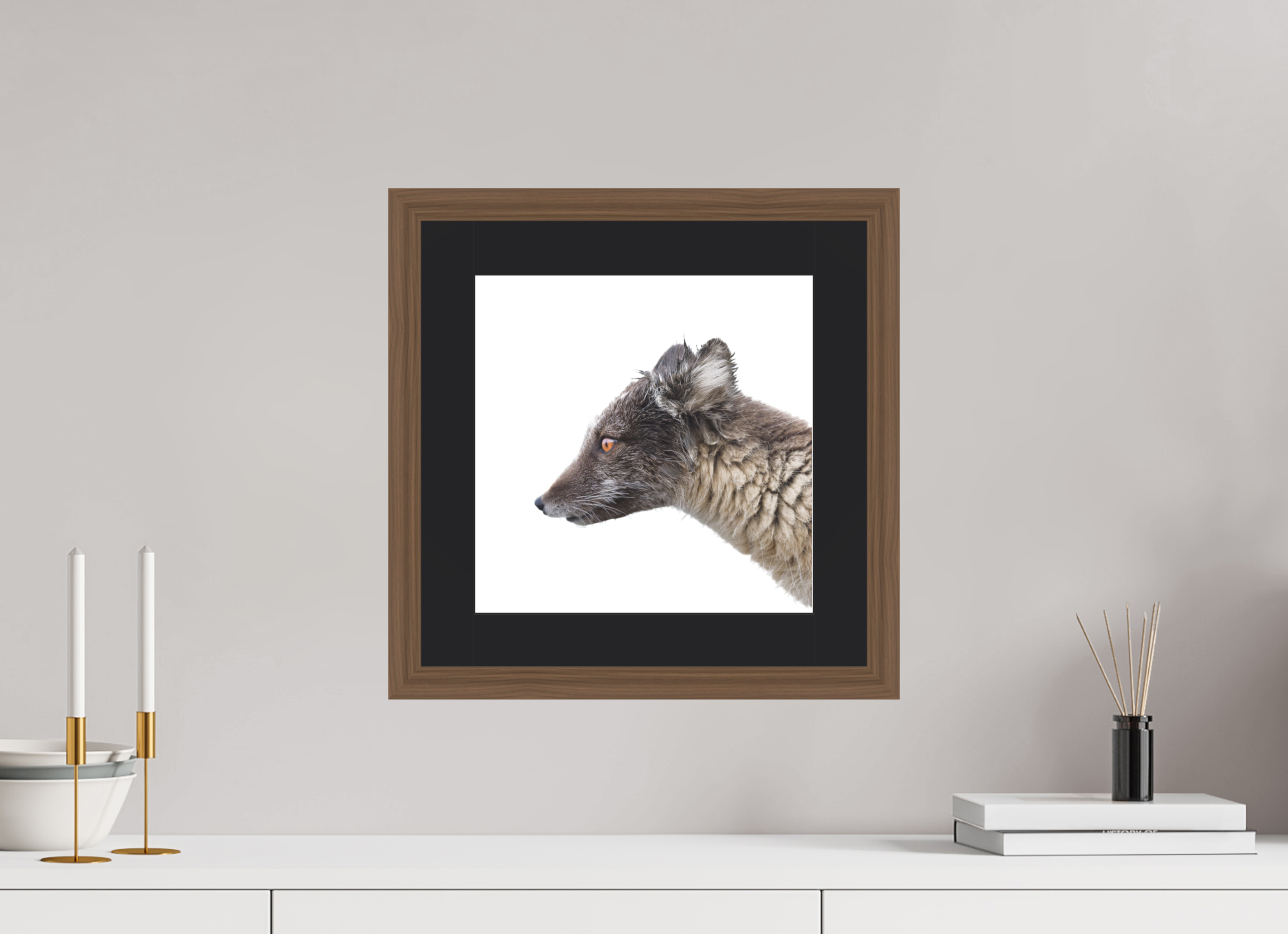 30 x 30 cm, Solid Wood Frame Vienna Passe-partout Walnut Arctiv Fox Brown -Solid Frame With Passe-Partout