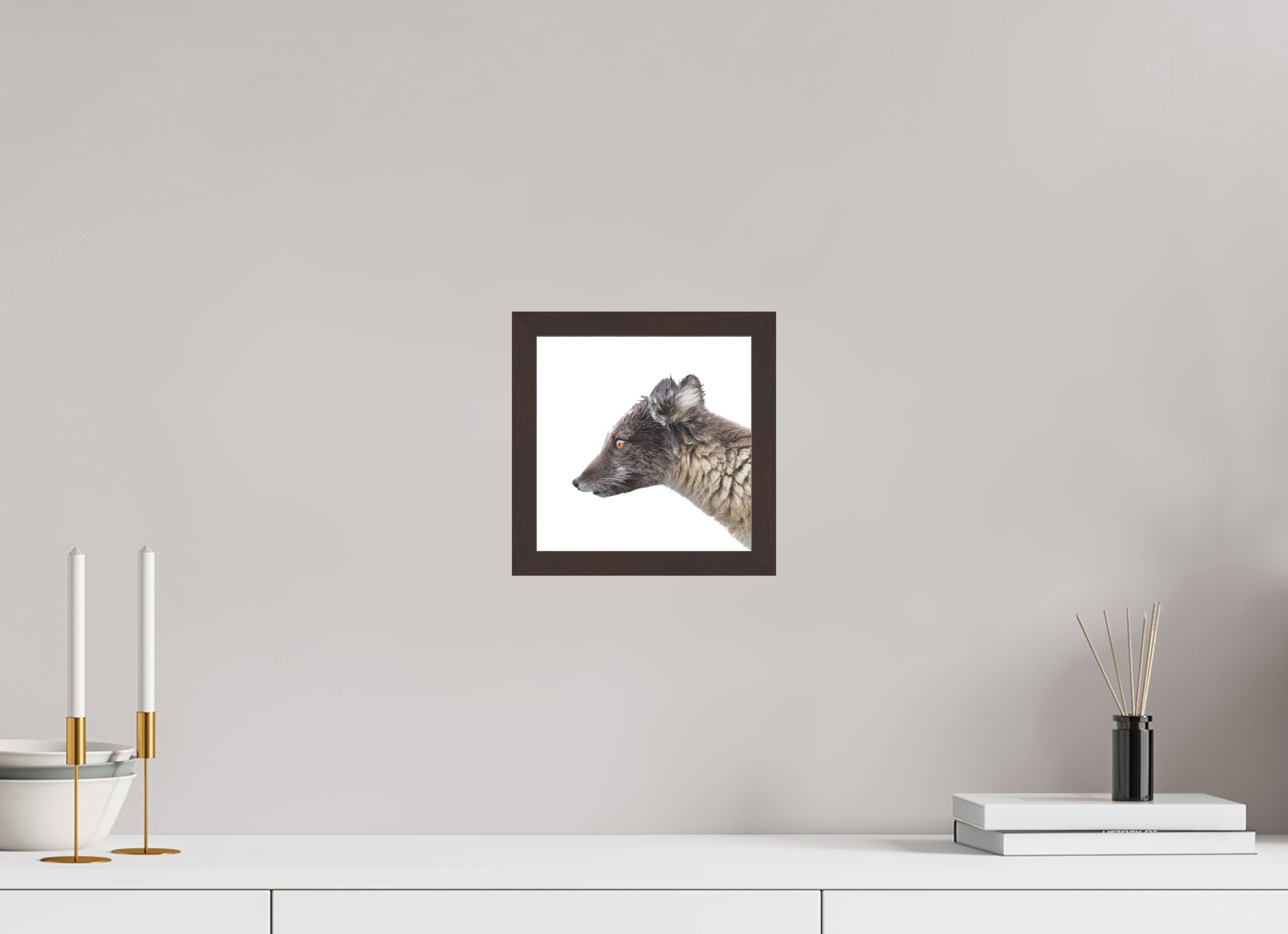 20 x 20 cm, Gallery Frame Hamburg 20mm Alder Brown Matte Acrylic Arctic Fox Brown - In Solid 20 mm Wood Frame Hamburg Matte