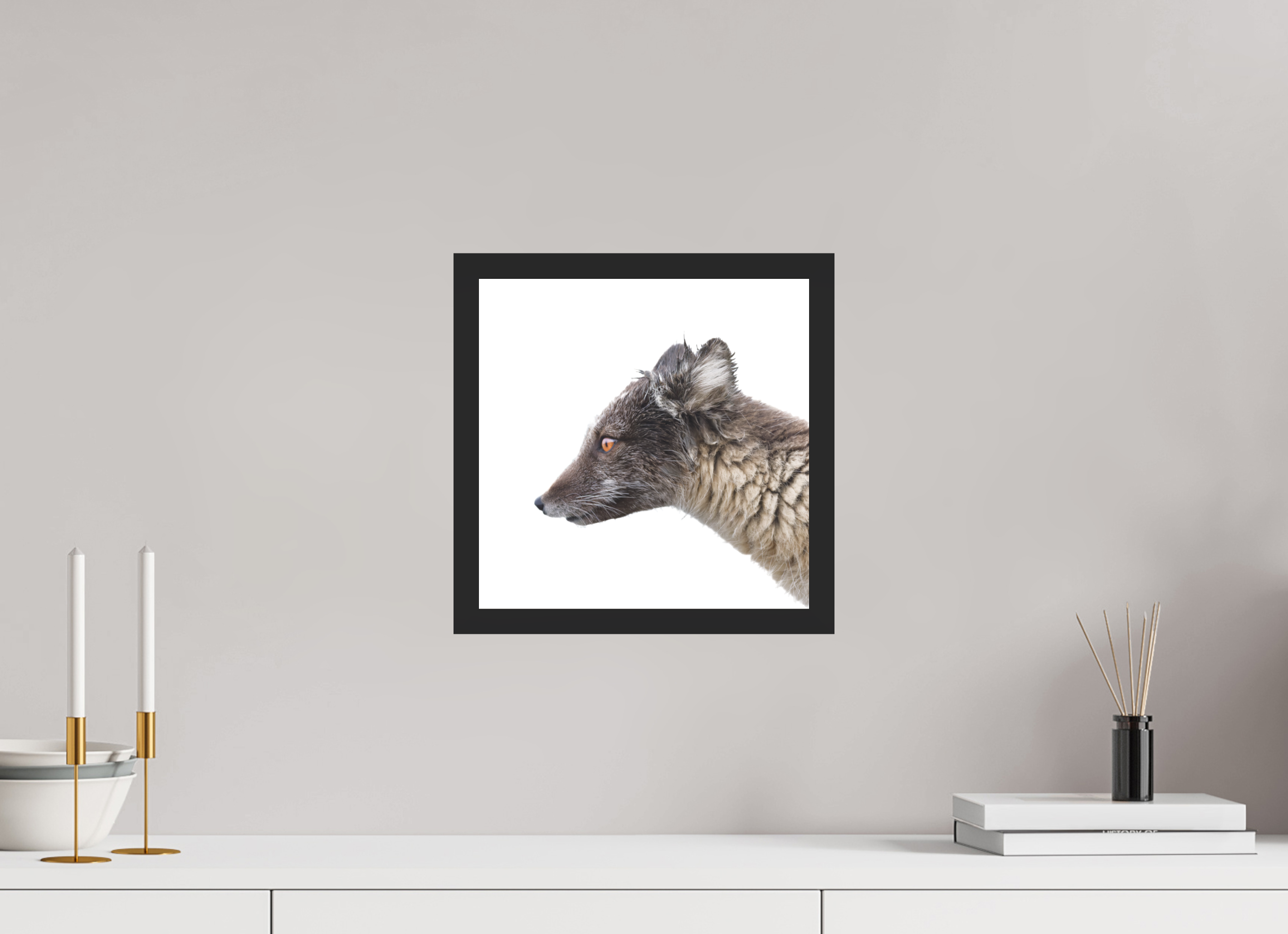 30 x 30 cm, Gallery Frame Hamburg 20mm Matte Black Matte Acrylic Arctic Fox Brown - In Solid 20 mm Wood Frame Hamburg Matte