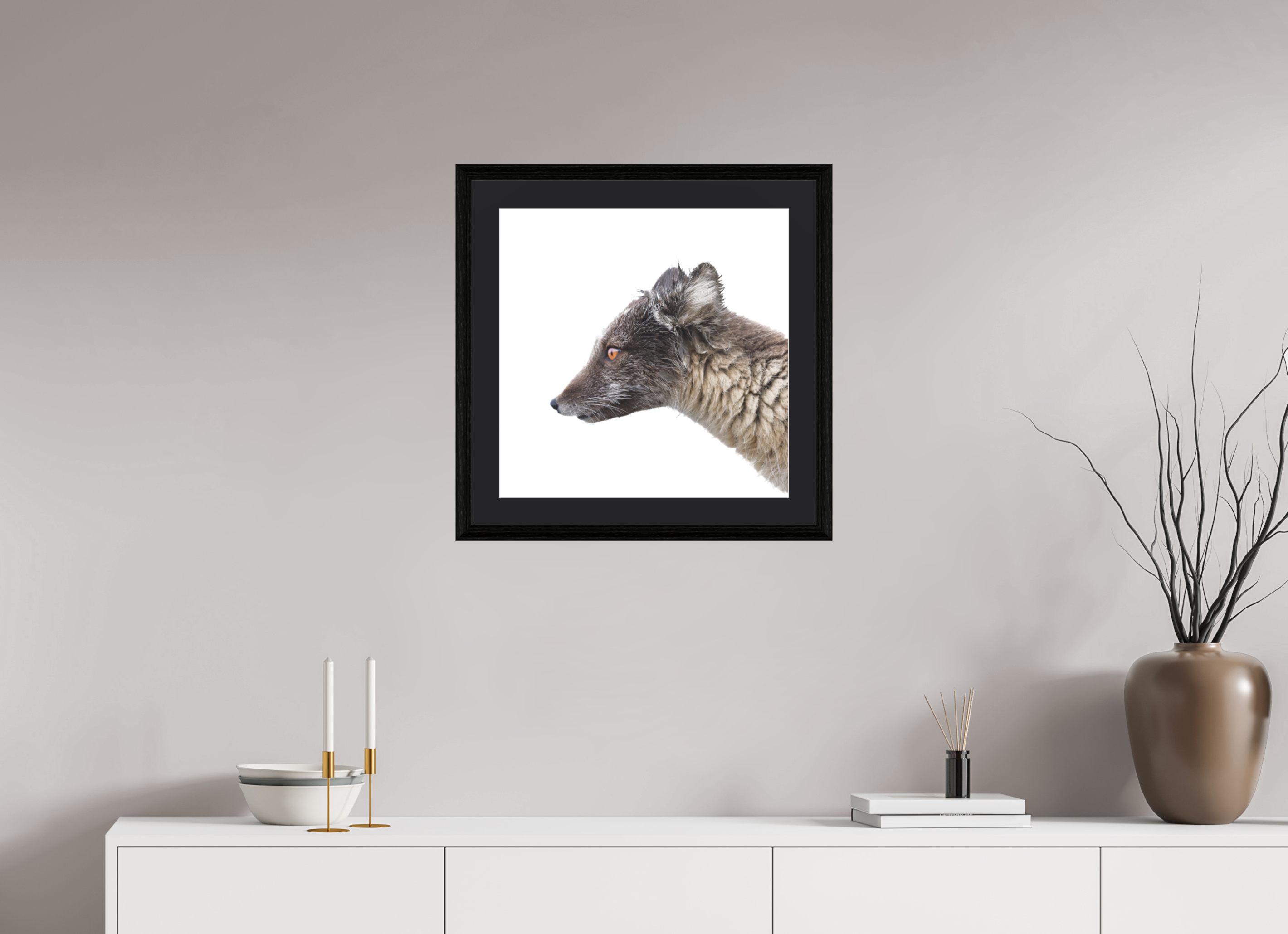 50 x 50 cm, Solid Wood Frame Vienna Passe-partout Black Oak Arctiv Fox Brown -Solid Frame With Passe-Partout
