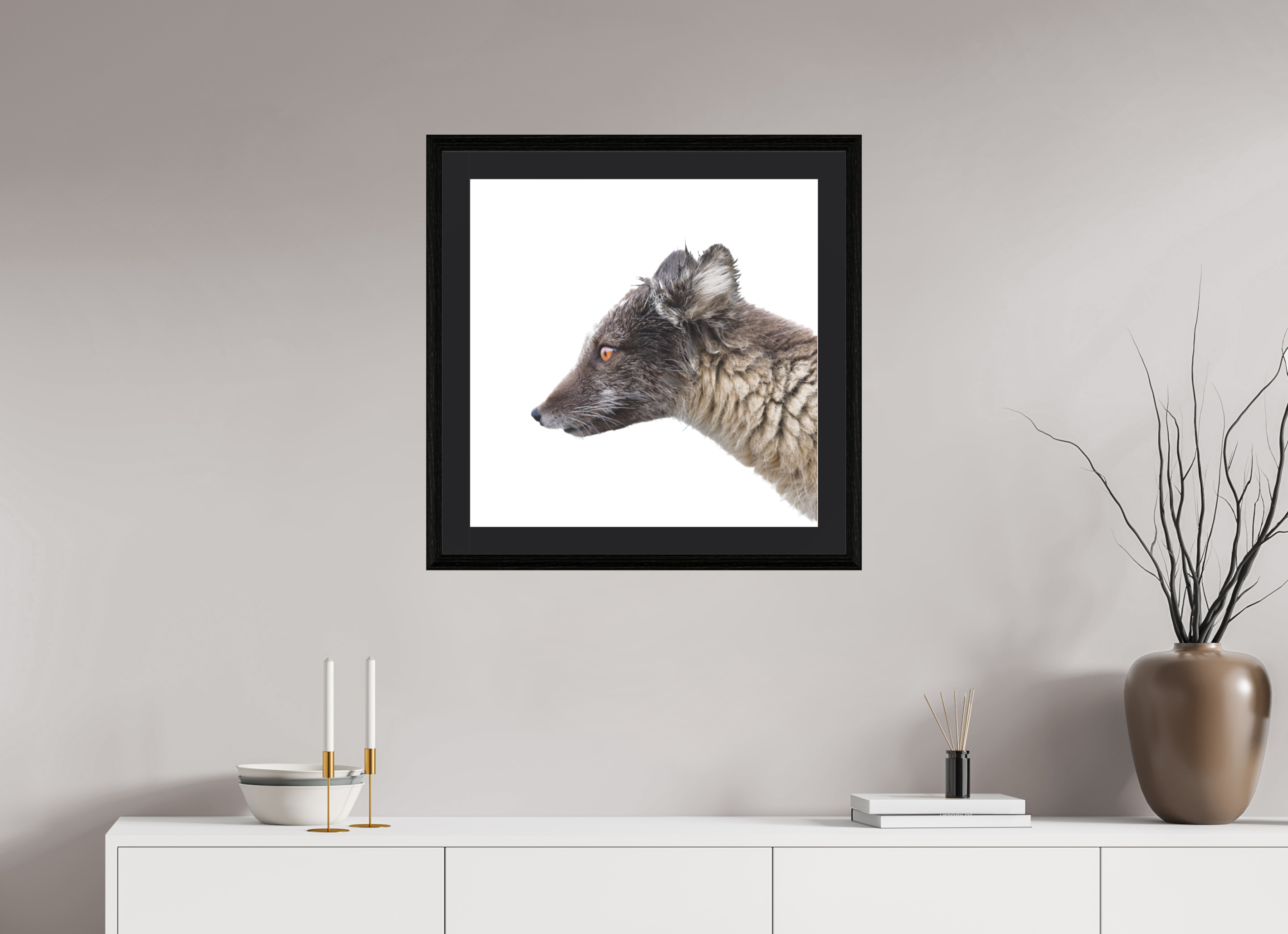 60 x 60 cm, Solid Wood Frame Vienna Passe-partout Black Oak Arctiv Fox Brown -Solid Frame With Passe-Partout